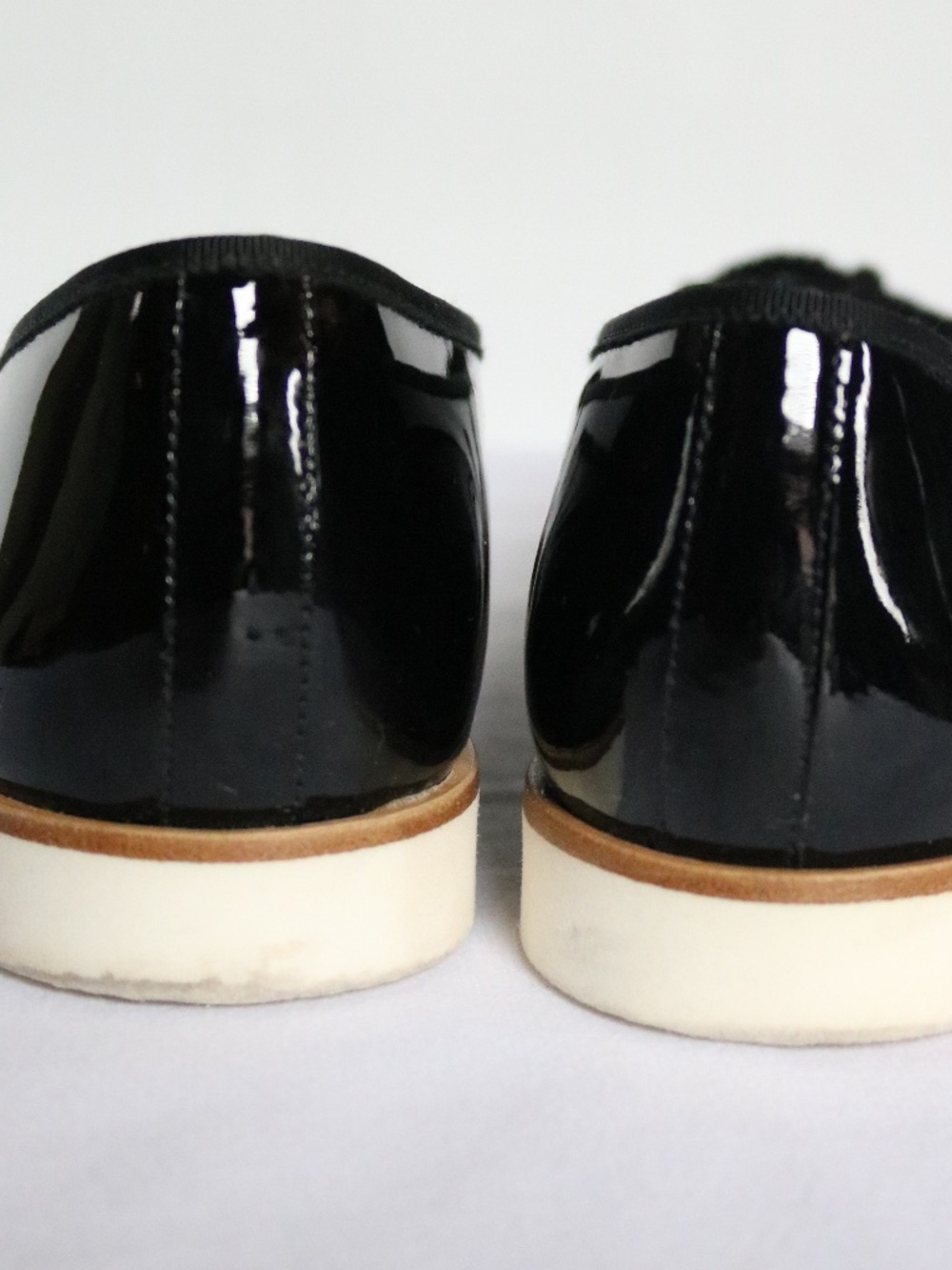 Pretty Ballerinas Black Patent Leather Shoes Flats Bow Made in Spain Size 37.5 - Picture 4 of 9